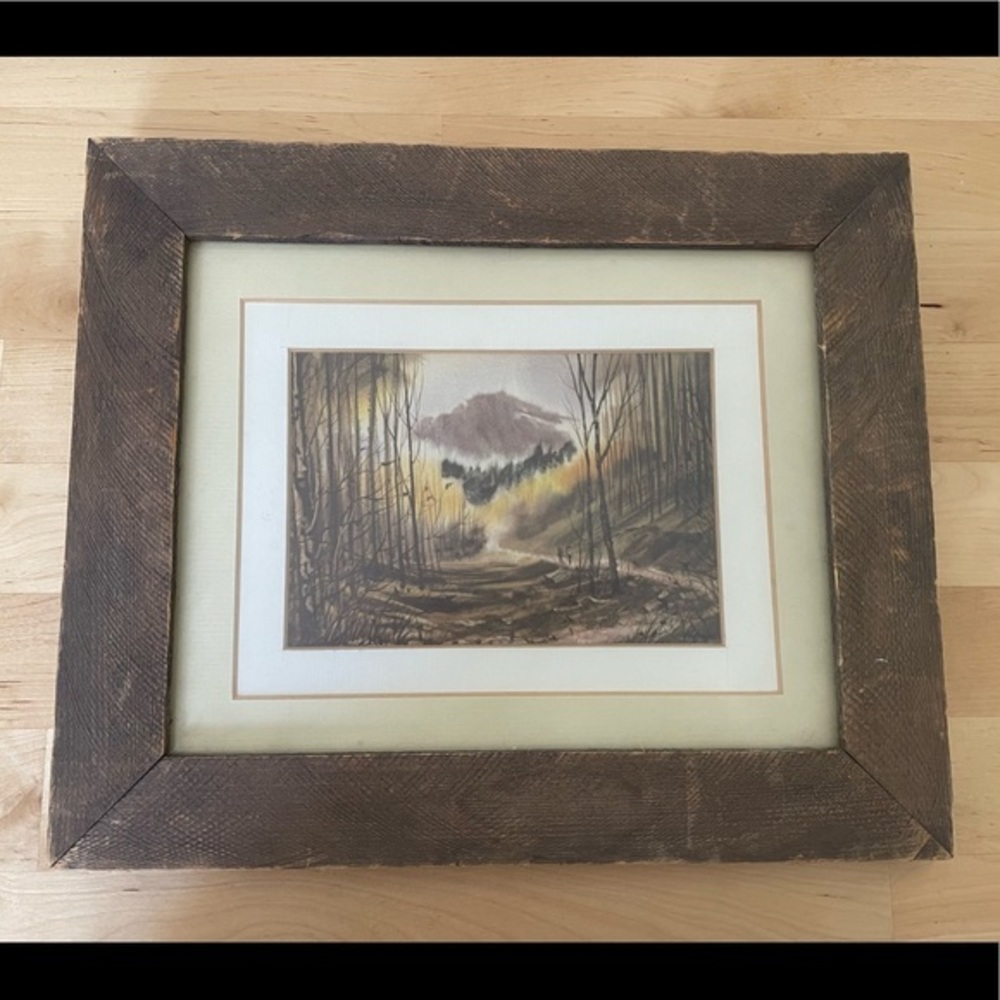 Aspen Backpacker Scene By Colorado Artist Bill Alexander  5" x 7" - Framed Print